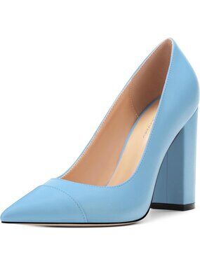 Women's Light Blue Matte Pointed Toe High Heel Slip On Pump Street Banquet Shoes